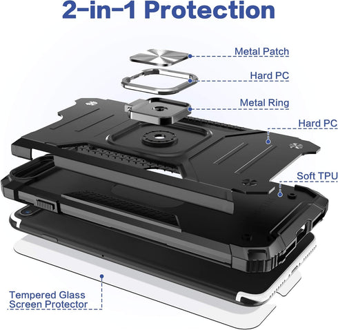 iPhone 8 Plus Case with Screen Protector, Shock Absorption Drop Test Cover with Car Mount Kickstand