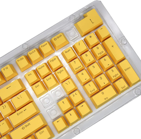 PBT Keycaps, 108 Keys Translucent Key DIY Keycaps for 61/64/87/104/108 Key Mechanical Keyboards (Yellow)