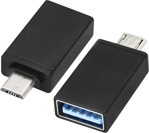 OTG Micro to USB Adapter, Aluminum Alloy Micro USB Male to USB 2.0 A Female Adapter for Android Devices (2 Pack-Black)