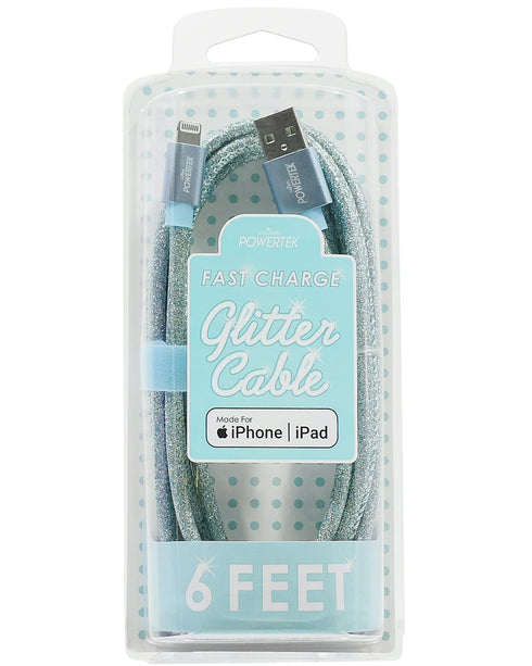 LIQUIPEL Powertek Glitter MFi Certified Charger for Apple iPhone, iPad, 6ft Lightning to USB Cable