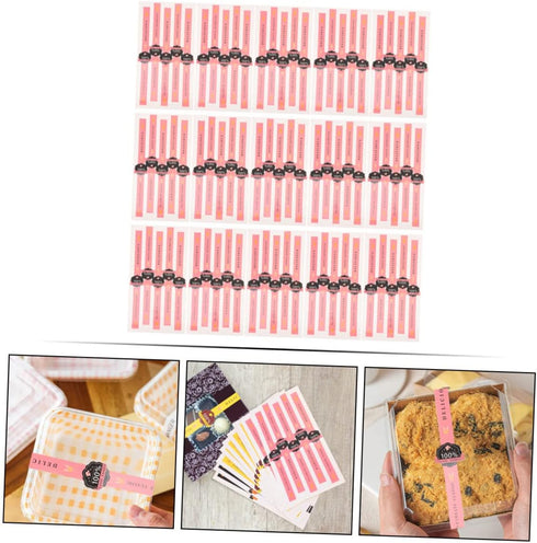 100pcs Self Adhesive Paper Sealing Stickers for Packaging, Pastry Seal Strip for Handmade Craft Art, Food Retail Sticker