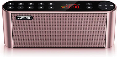 Bluetooth Speaker with FM Radio Player, Portable Wireless Stereo with HD Sound, Built-in Microphone, Enhanced Bass