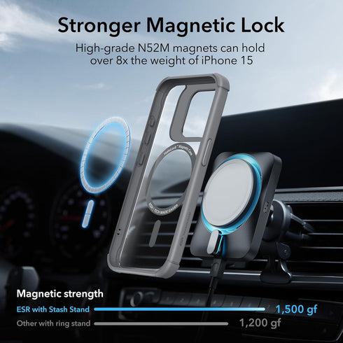 ESR Armor Series iPhone 15 Pro Max Case: Full-Body Shockproof, Military-Grade, MagSafe, Clear Grey, 2-Part Tough Case