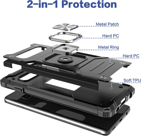 for Galaxy S10 Plus Case - Hybrid Drop Test Cover with Car Mount Kickstand Slim Fit Shockproof Protective Case