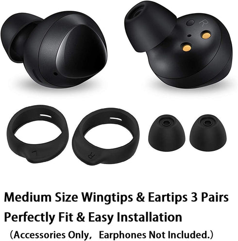 JNSA 12 PCS Medium Size Wingtips and Ear Tips Compatible with Galaxy Buds Plus, 3 Pairs Silicone Eartips and Wing Tips,