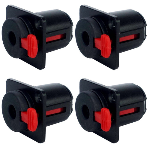 CESS Black 1/4" Jacks TS and TRS Panel Mount Jack Locking Style D Series Size, 4 Pack