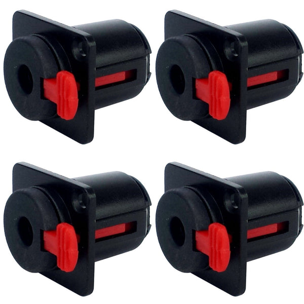 CESS Black 1/4" Jacks TS and TRS Panel Mount Jack Locking Style D Series Size, 4 Pack