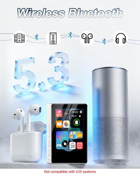 VANSING 32GB MP3 5.2 512GB Player with Bluetooth and Smart Index Search, Portable Bluetooth Music Player with Built