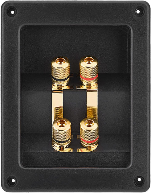 Speaker Terminal Connector, 4 Pure Copper Plated Wiring Terminal Box with 4 Mounting Holes