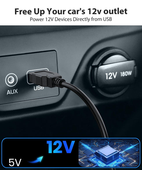 8Pin 5B 5B AUTO-VOX USB Boost Cable for Wireless Backup Camera with Display Power Connector for Solar and Solar Pro