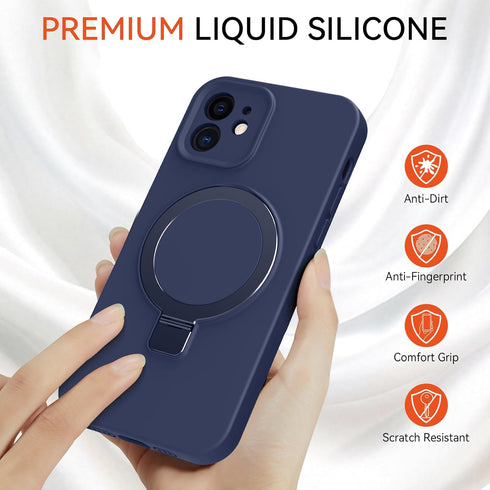 Vanxiliiy 12 12 6.1" Compatible with iPhone Case with Stand, Slim Premium Liquid Silicone Phone Cases for iPhone