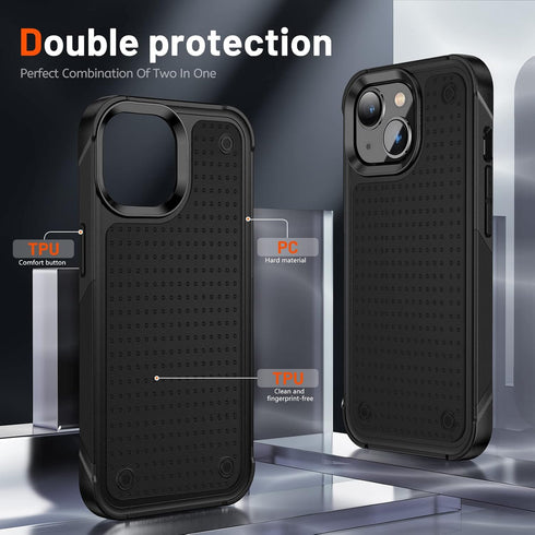 iPhone 14 Case, 2 in 1 Gift Military Grade Drop Protective Rugged Cover for iPhone 14 & 13, Black