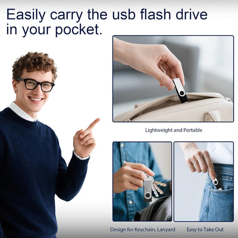 IMEASON 16GB 2.0 FAT32 16 Swivel Design USB Flash Drive with Keychain, USB Portable Thumb Drive Memory Stick, Format