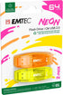 Emtec C410 Neon 64GB Flash Drive - USB 2.0 - Transparent Neon with