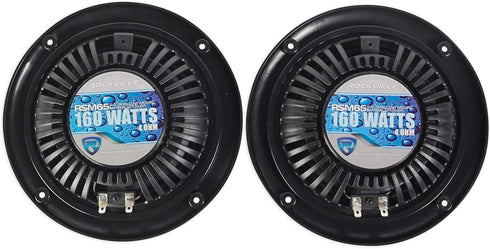 Rockville Pair RSM65B 6.5" Waterproof Slim Marine Boat Speakers - 320 Watt, Black