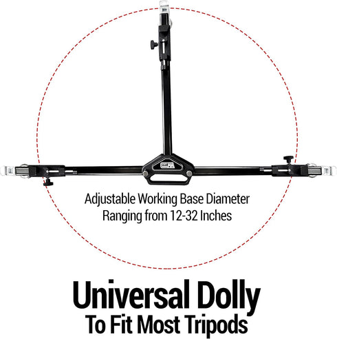 Vidpro PD-1 Professional Tripod Dolly, Heavy Duty with Adjustable Leg Mount, Locking Wheels, Carrying Case