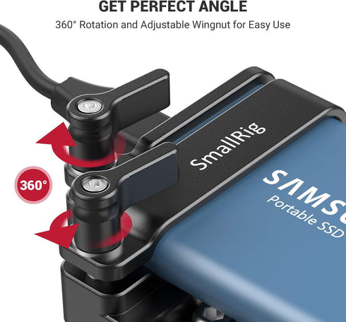 SMALLRIG Mount Bracket SSD Holder for Samsung T5 SSD, Compatible with BMPCC 4K & 6K and Z CAM (New Version) – 2245B