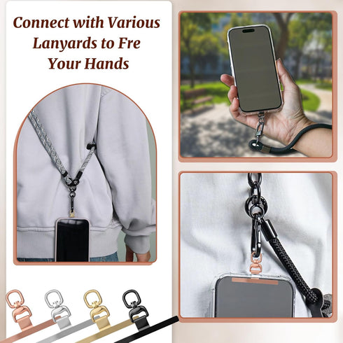Vin Beauty 4 360 PCS Phone Tether Tab, Rotatable Cell Phone Lanyard Patch Ultra-Thin Universal Stainless Steel Phone