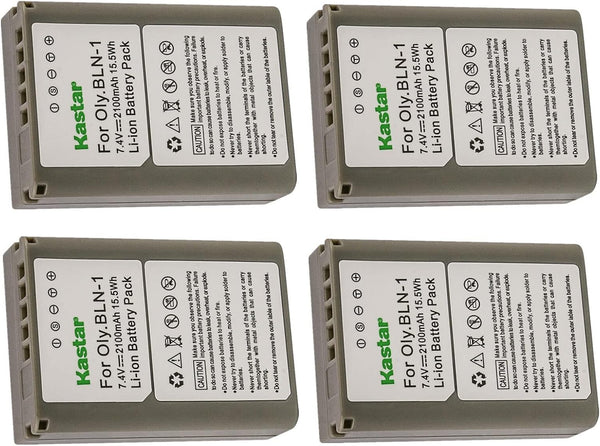 Kastar 4-Pack Rechargeable Battery Replacement for Olympus BLN-1, BCN-1 Charger, Compatible with Multiple Cameras