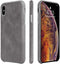 TOOVREN for iPhone X Leather Case, Ultra Thin Vintage Anti-Slip Grip Shell Hard Back Cover, Gray