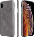 TOOVREN for iPhone X Leather Case, Ultra Thin Vintage Anti-Slip Grip Shell Hard Back Cover, Gray