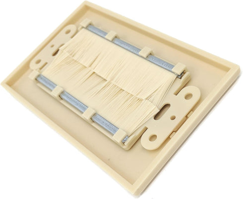 RiteAV Single Gang Wall Plate with Brush Bristles - Ivory, Now Fits Larger Cables