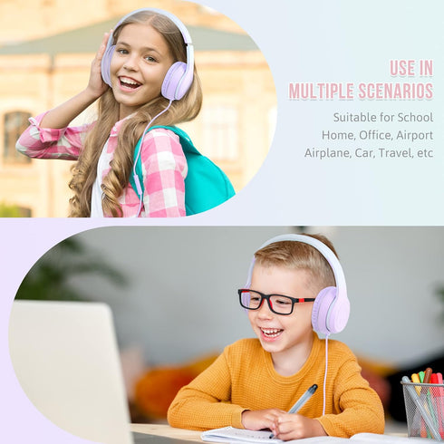 rockpapa L22 Wired Headphones for Kids, Girls, Boys, Women with Microphone, Foldable Stereo 3.5mm Corded Headphones for