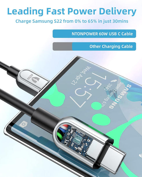NTONPOWER 10FT USB C Cable 2-Pack, 100W Type C to Type C Fast Charging Cable for MacBook Pro/Air, iPad Pro, Samsung