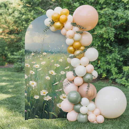 Jnbasdffb 6.6 Spring Floral Wedding Arch Cover,Stretchy Spandex Arch Backdrop Stand Covers FT,Whit Green Flowers Modern