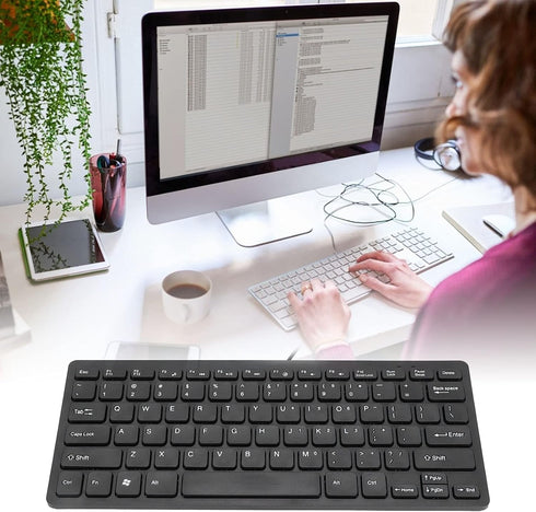 USB Wired Keyboard 78 Keys Mini – Portable Ultra Thin Computer Keyboard, Low Noise Waterproof Mechanical Keyboard for