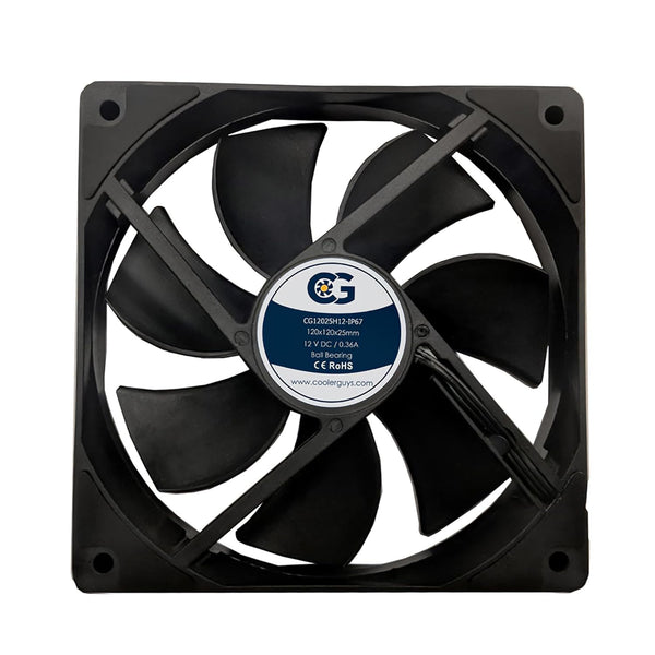 Coolerguys 12vDC Waterproof IP67 Fan, High Speed, 120x25mm