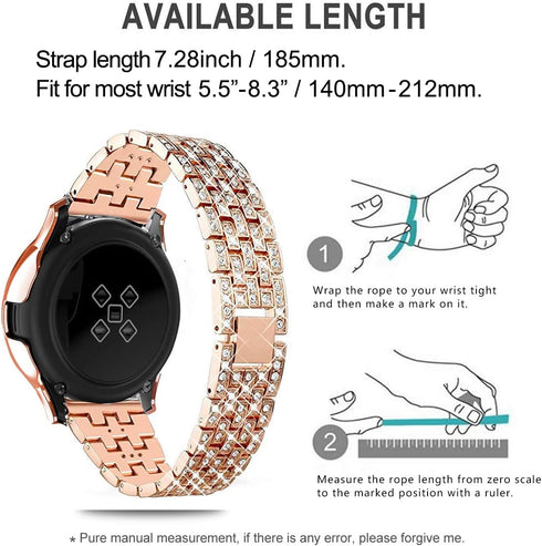 Bands for Samsung Galaxy Watch Active 2 40mm/44mm - Shiny Diamond Stainless Steel Strap with Rhinestone