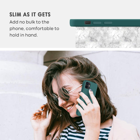 iPhone 12 Case, Slim Silicone Protective Kickstand Ring Holder for iPhone 12 Pro, Soft Rubber Hybrid Hard Bumper, Dark