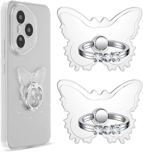 Ymapinc Butterfly Cell Phone Ring Holder, Clear Rhinestone Butterfly Phone Case Ring, Finger