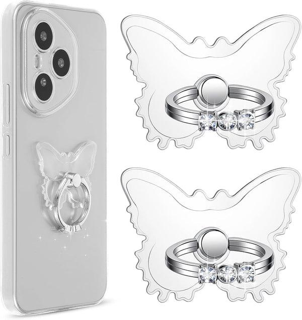 Ymapinc Butterfly Cell Phone Ring Holder, Clear Rhinestone Butterfly Phone Case Ring, Finger