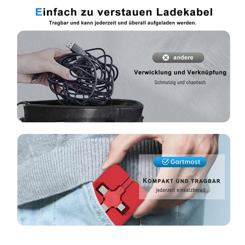 2 Pcs 3 in 1 Charging Cable, Three in One Retractable Multi Charging Cable with USB C(Type-C)/Micro USB, Phone Holder,