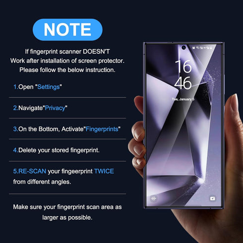 Uyiton UnBreak-Glass Screen Protector for Samsung Galaxy S24 Ultra (6.8'' 5G) - Scratch-Resistant, Bubble-Free, 2 Pack.