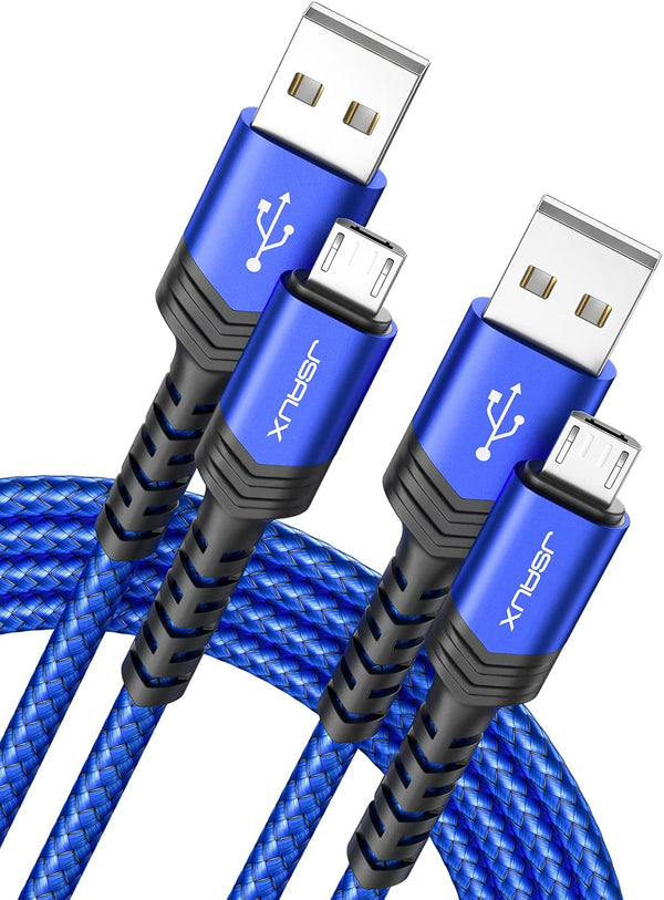 JSAUX Micro USB Cable (2-Pack 3.3FT+6.6FT) Nylon Braided Charger for Galaxy S7, S6, J7, Note 5, Kindle, MP3 - Blue
