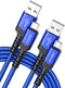 JSAUX Micro USB Cable (2-Pack 3.3FT+6.6FT) Nylon Braided Charger for Galaxy S7, S6, J7, Note 5, Kindle, MP3 - Blue