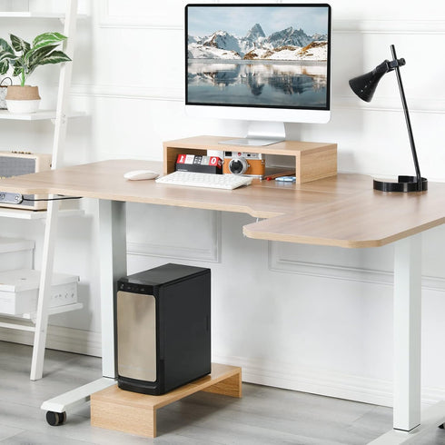 TEAMIX 2 Pack Monitor Stand Riser, 20 inch Wood Monitor Stand for TV/Screen/PC/Printer/Laptop, Desktop Organizer