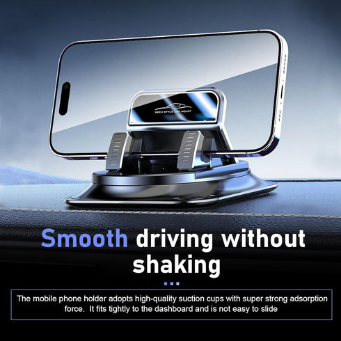 Dogary Car Dashboard Phone Holder, Rotating One-Hand Operation Bracket with Anti-Slip Base, Auto-Locking Secure