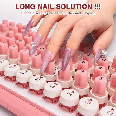 91PCS Udefineit Long Nails Keyboard Stickers, Self-Adhesive Keyboard Bubbles for Long Nails Typing and Gaming