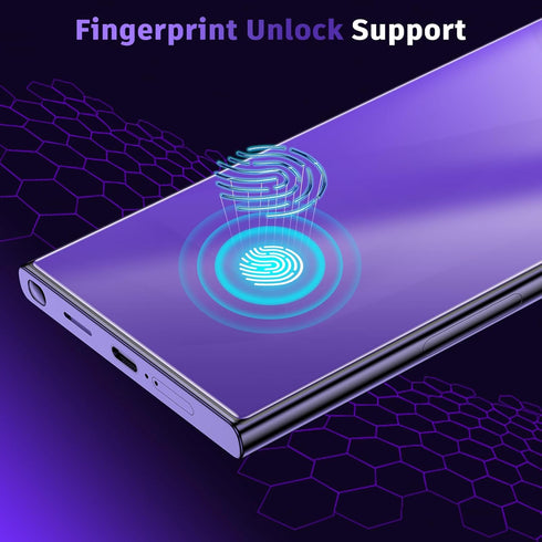 Samsung Galaxy S24 Ultra Privacy Screen Protector - LYWHL 2 Pack, Purple Gradient, Anti Blue Light, Fingerprint Unlock,