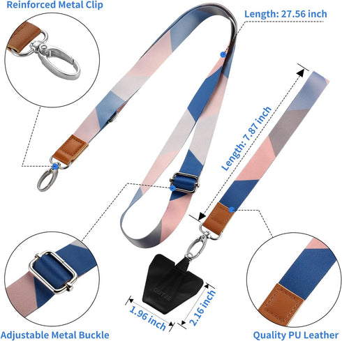 OUTXE Phone Lanyard, 4 Pads, Adjustable Neck Strap, Wrist Strap, Nylon Lanyard Compatible with All Smartphones