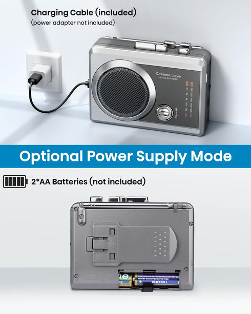 DIGITNOW Cassette Cassette Player Recorder, Retro AM/FM Radio, Portable Audio Player Speaker Device with Built