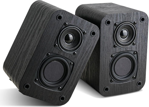 Passive Bookshelf Speakers for Home Theater Surround Sound, Classic Wood Grain for Record Player/Computer/TV, Wall