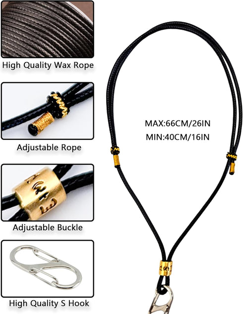 QYRCXX 8-14 Inch, Wax Rope - Neck Strap Lanyard, Accessory for NotePin AI Voice Recorder, Adjustable Secure Alloy Hook