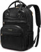 LOVEVOOK Vintage PU Leather 15.6 inch Women's Laptop Backpack, Black, 25L, Water