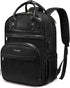 LOVEVOOK Vintage PU Leather 15.6 inch Women's Laptop Backpack, Black, 25L, Water