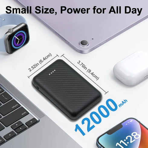 12000mAh Battery Pack for Heated Vest, 5V 2A Power Bank for Heated Jacket and Hoodie, USB C Portable Charger for iPhone